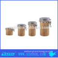 different capacity stainless steel bamboo tea canister
